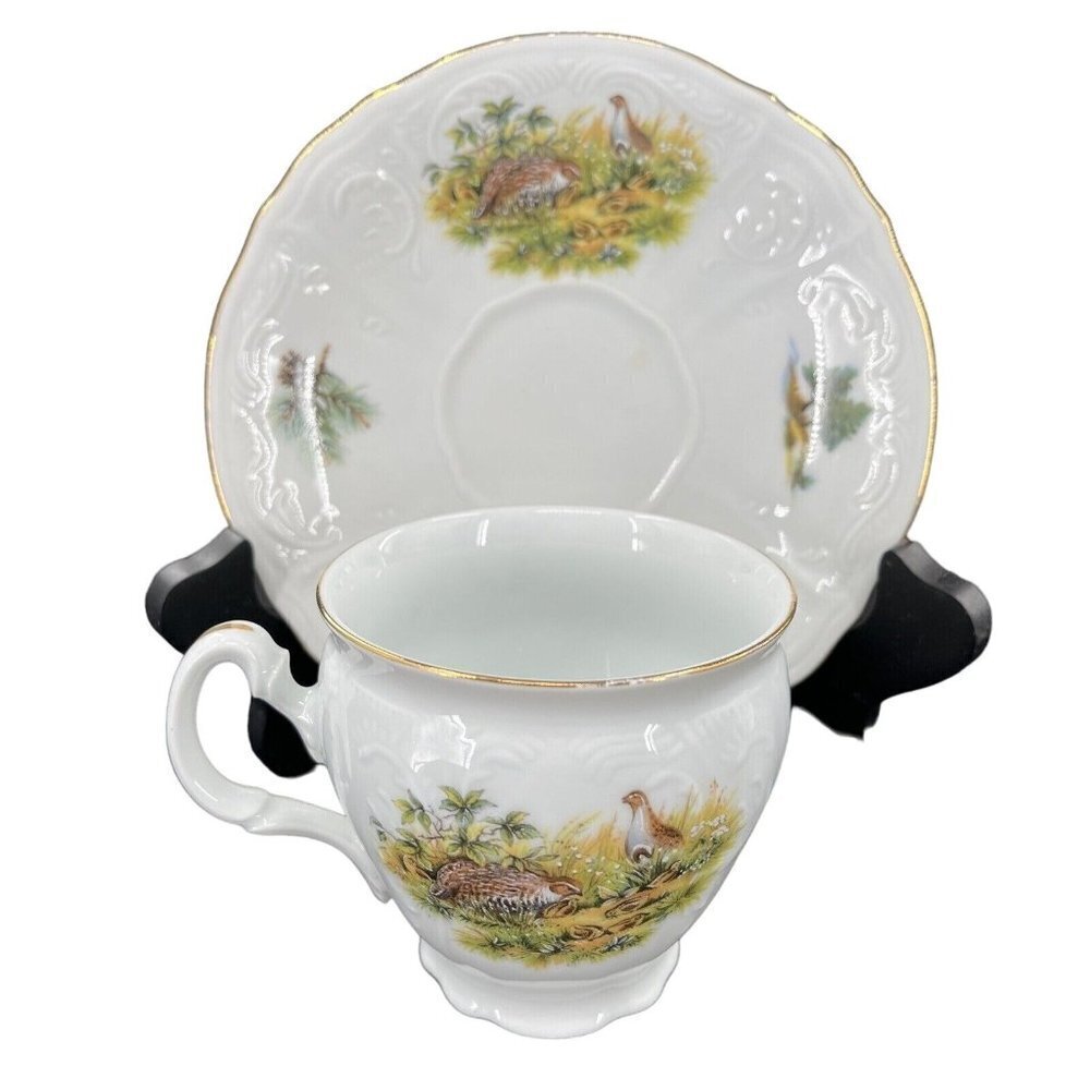Bernadotte Fine‎ China Grouse Tea Coffee Cup Saucer Set Czech Republic Wildlife